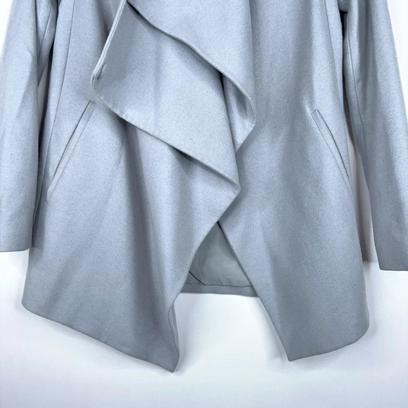 All Saints Ora Wool Blend Jacket Gray Draped Lapels Snap Closure Neutral Size 00 - Picture 3 of 11